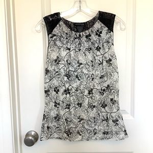 KENNETH COLE NEW YORK WOMENS LACE SLEEVELESS TOP SIZE M